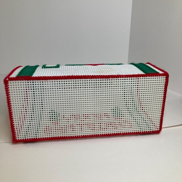 Vintage Plastic Canvas Needlepoint Christmas Mailbox Merry Christmas Holly 10.5" - Picture 7 of 7